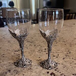 Arthur Court grape vintage Elegant Silver Wine Glass Set